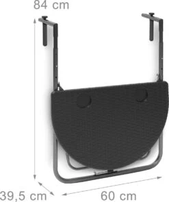 Relaxdays Balkontafel Inklapbaar, Balkon Tafel Rotan, Hangtafel Reling - Zwart -Tuinmeubilair Verkoopwinkel 1006x1200 3