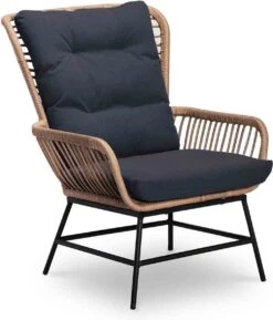 BUITEN Living Dex Wicker Loungestoel Tuin Incl. Wicker Voetenbank | Wicker + Aluminium | Bamboe Antraciet -Tuinmeubilair Verkoopwinkel 1025x1200