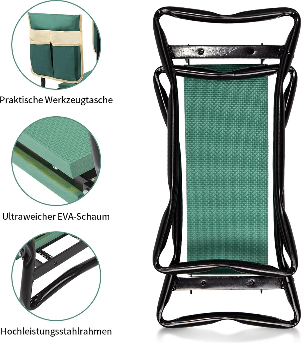 Uten - Kniebankje Tuin - Knie Steun - Tuinkruk Inklapbaar - Kniesteun Tuinieren - Kniekussen - Tot 150 Kg - Groen 5 Uten - Kniebankje Tuin - Knie Steun - Tuinkruk Inklapbaar - Kniesteun Tuinieren - Kniekussen - Tot 150 Kg - Groen - Afbeelding 5