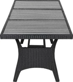Casaria Polyrattan Tuintafel - WPC Tafelblad 190x90x74 Cm – Zwart -Tuinmeubilair Verkoopwinkel 1074x1200 1