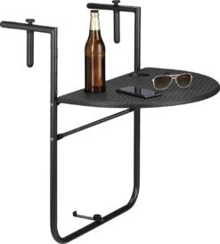 Relaxdays Balkontafel Inklapbaar, Balkon Tafel Rotan, Hangtafel Reling - Zwart -Tuinmeubilair Verkoopwinkel 1080x1200 1