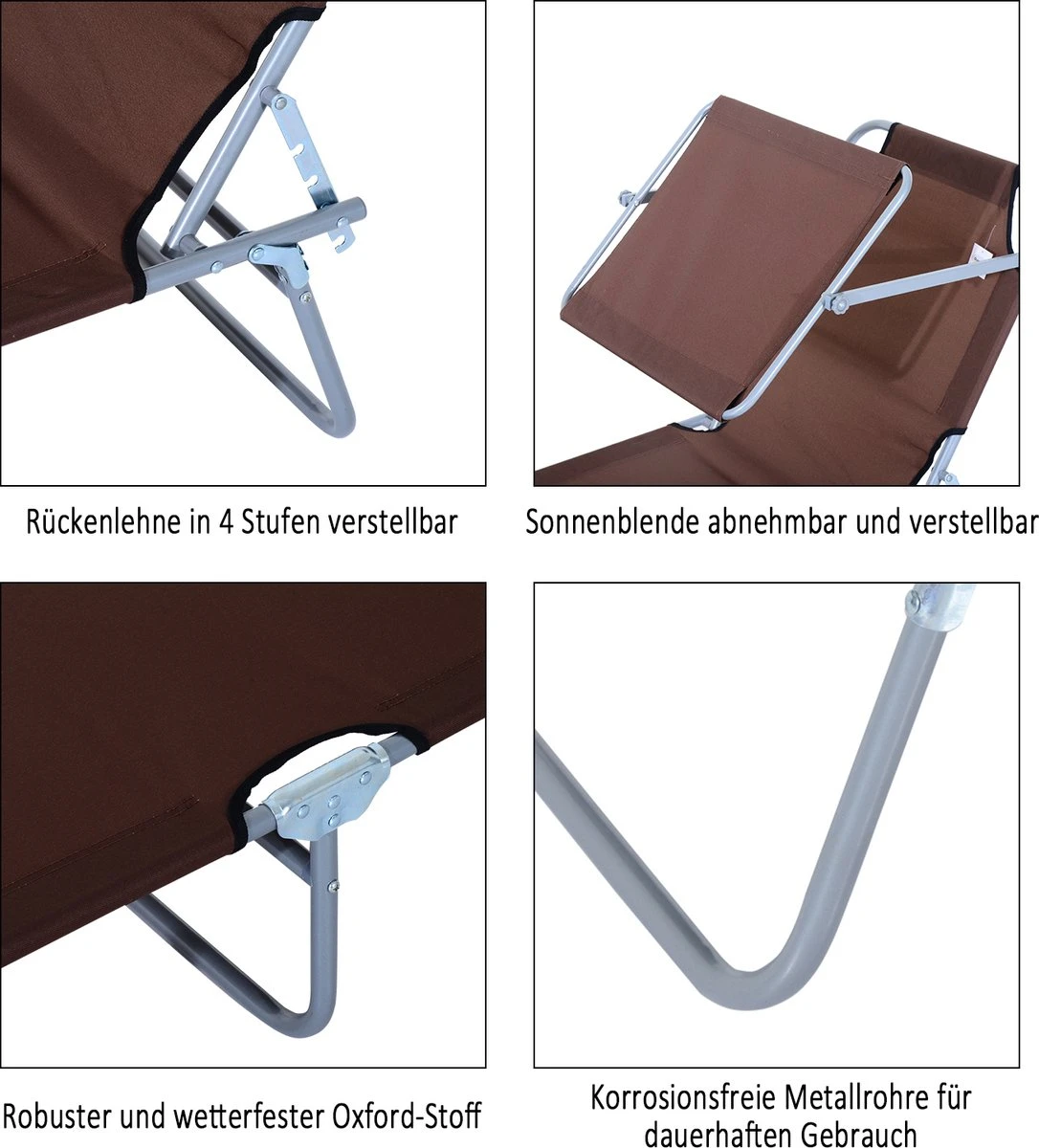 Outsunny Ligstoel Ligbank Voor Buiten Ligstoel Voor Op Het Strand Inklapbaar Met Zonnedak 3 Kleuren 84B-001 3 Outsunny Ligstoel Ligbank Voor Buiten Ligstoel Voor Op Het Strand Inklapbaar Met Zonnedak 3 Kleuren 84B-001 - Afbeelding 3