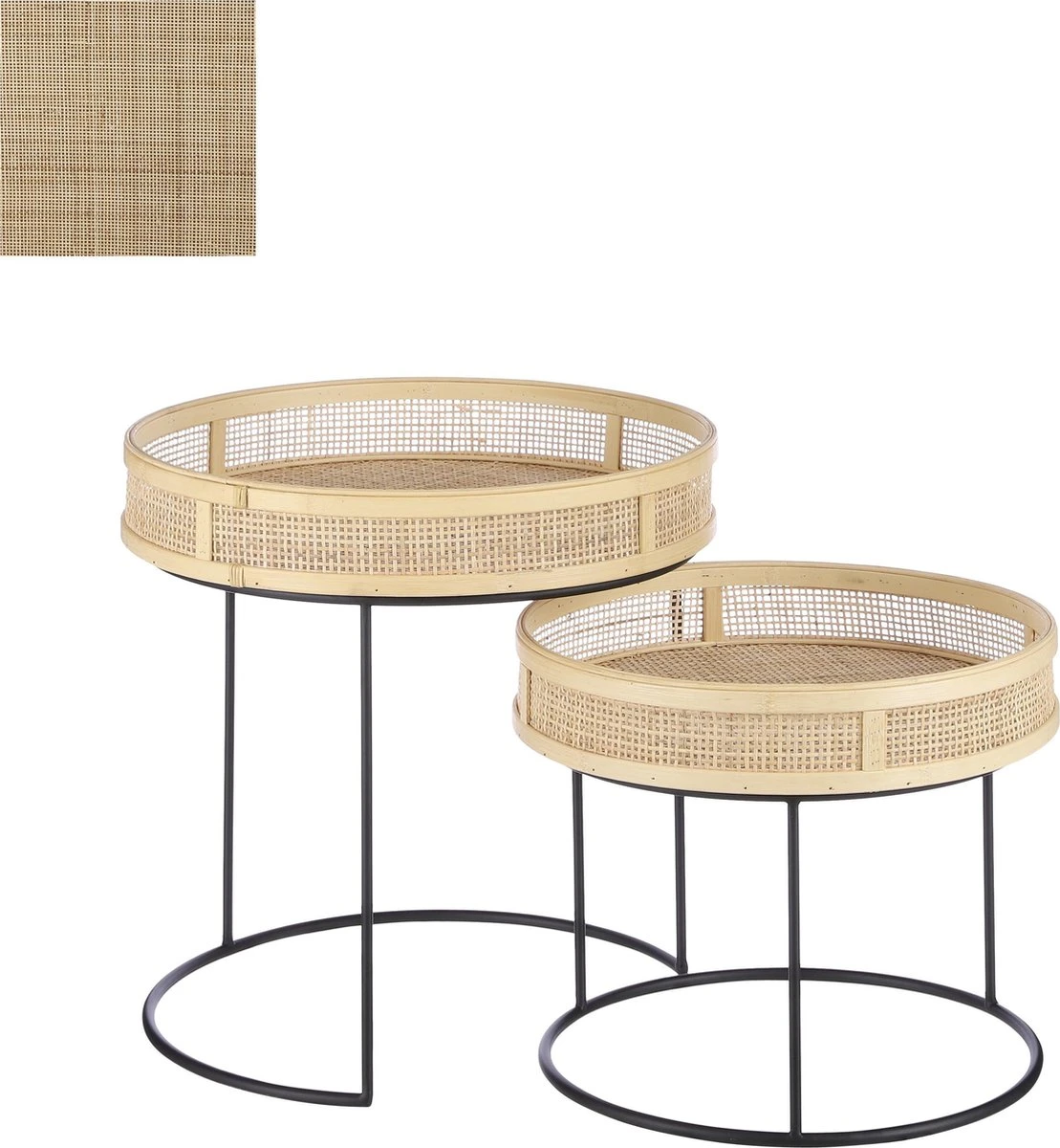 Mica Decorations Leandro Bijzettafel - Set Van 2 - H45 X Ø45 Cm - Zwart 1 Mica Decorations Leandro Bijzettafel - Set Van 2 - H45 X Ø45 Cm - Zwart