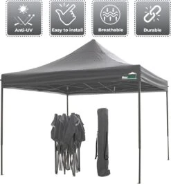 MaxxGarden Easy-up Partytent - 3x3m - Standaard - Waterdicht - Opvouwbaar - Inclusief Draagtas - Antraciet 11 MaxxGarden Easy-up Partytent - 3x3m - Standaard - Waterdicht - Opvouwbaar - Inclusief Draagtas - Antraciet -Tuinmeubilair Verkoopwinkel 1115x1200 3