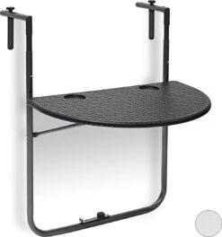 Relaxdays Balkontafel Inklapbaar, Balkon Tafel Rotan, Hangtafel Reling - Zwart -Tuinmeubilair Verkoopwinkel 1123x1200