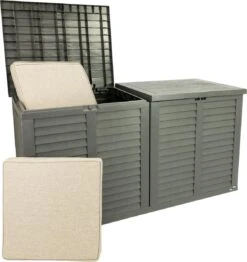 MaxxGarden Kussenbox - Tuin Opbergkist - Opbergbox - 750 L - 155x66x80 Cm - Grijs