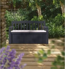Keter Eden Garden Bench Opbergbank - 265L - 140x60x84cm - Zwart/Grijs -Tuinmeubilair Verkoopwinkel 1132x1200 1