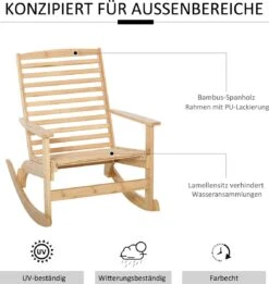 Outsunny Tuin Schommelstoel, Relaxstoel, Tuinstoel, Bamboe Multiplex Naturel 84A-171 -Tuinmeubilair Verkoopwinkel 1134x1200