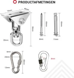 Ophangsysteem - Plafondhaak RVS - Ophanghaak TRX - Hangstoel Buiten - Hangstoel Binnen – Schommelstoel - Schommel - Bokszakken - RVS - 300kg -Tuinmeubilair Verkoopwinkel 1137x1200
