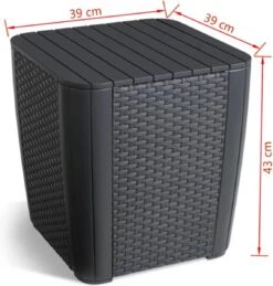 ALLIBERT Keter Luzon Opbergtafel - 39x39x43cm - Donkergrijs -Tuinmeubilair Verkoopwinkel 1144x1200 1
