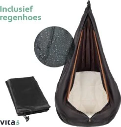 Vita5 Macramé Hangstoel - Voor Binnen En Buiten - Zonder Standaard - Incl. Kussen, Boekenvak En Beschermhoes - Tot 150kg - Bruin/Beige 19 Vita5 Macramé Hangstoel - Voor Binnen En Buiten - Zonder Standaard - Incl. Kussen, Boekenvak En Beschermhoes - Tot 150kg - Bruin/Beige -Tuinmeubilair Verkoopwinkel 1147x1200