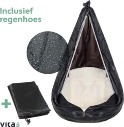 Vita5 Macramé Hangstoel - Voor Binnen En Buiten - Zonder Standaard - Incl. Kussen, Boekenvak En Beschermhoes - Tot 150kg - Beige -Tuinmeubilair Verkoopwinkel 1171x1200