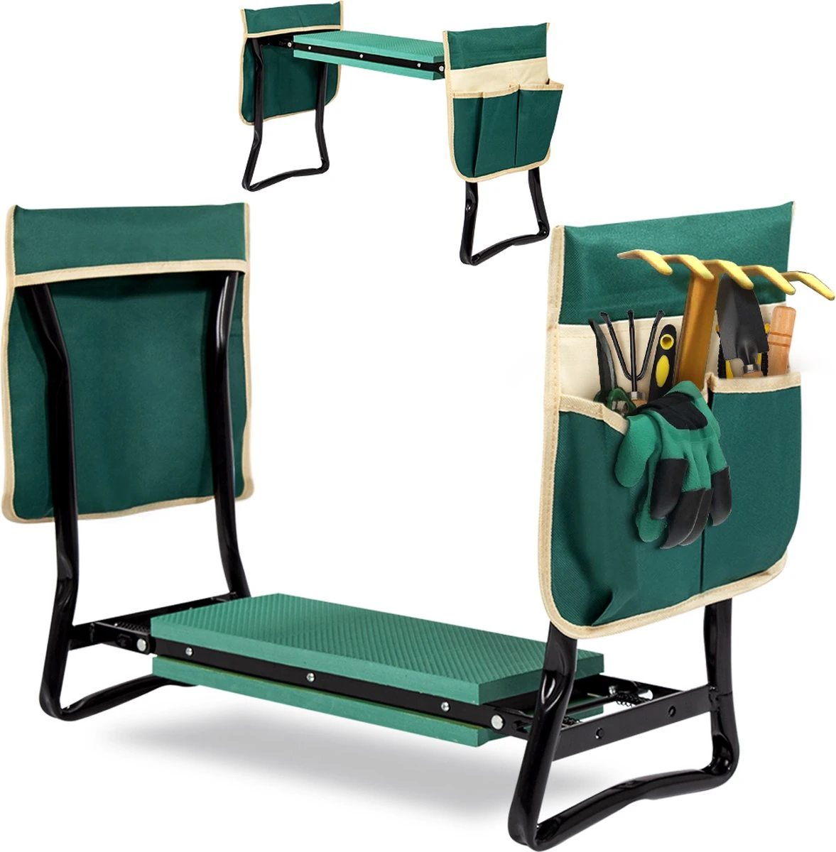 Uten - Kniebankje Tuin - Knie Steun - Tuinkruk Inklapbaar - Kniesteun Tuinieren - Kniekussen - Tot 150 Kg - Groen 2 Uten - Kniebankje Tuin - Knie Steun - Tuinkruk Inklapbaar - Kniesteun Tuinieren - Kniekussen - Tot 150 Kg - Groen - Afbeelding 2