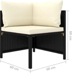 VidaXL 4-delige Loungeset Met Kussens Poly Rattan Zwart -Tuinmeubilair Verkoopwinkel 1184x1200