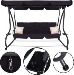 Springos Schommelbank | Linda-Schommel | 3-zits | Waterafstotend | Inclusief 2 Kussens | Verstelbare Luifel | 162 X 200 X 120 Cm | Zwart 24 Springos Schommelbank | Linda-Schommel | 3-zits | Waterafstotend | Inclusief 2 Kussens | Verstelbare Luifel | 162 X 200 X 120 Cm | Zwart -Tuinmeubilair Verkoopwinkel 1194x1200 2