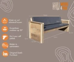 Wood4you - Tuinbank - Ameland - 'Doe Het Zelf' Bouwpakket Steigerhout 152Lx72Hx57D Cm - Incl Kussen 14 Wood4you - Tuinbank - Ameland - 'Doe Het Zelf' Bouwpakket Steigerhout 152Lx72Hx57D Cm - Incl Kussen -Tuinmeubilair Verkoopwinkel 1200x1005 2