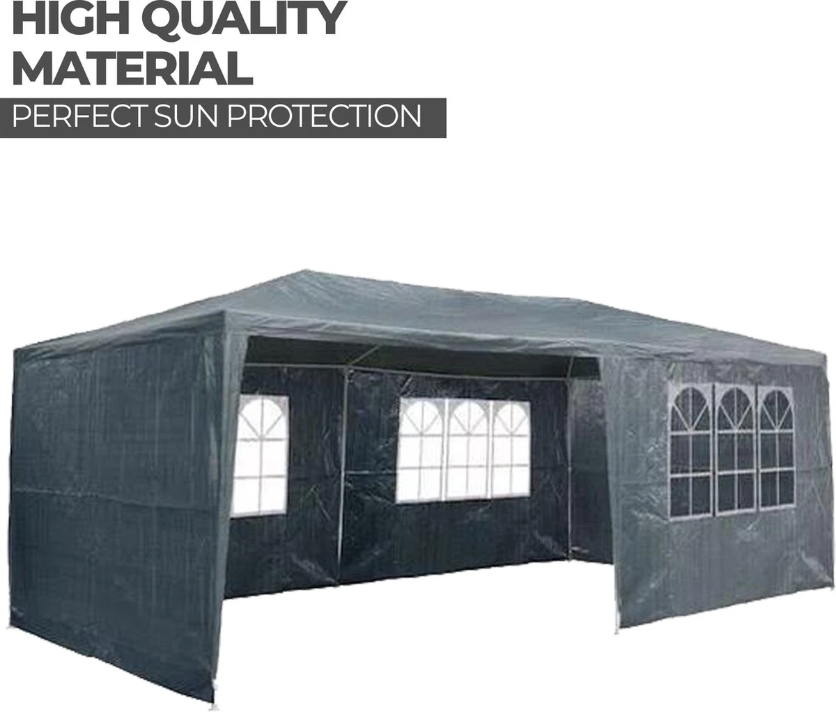 MaxxGarden Partytent - Paviljoen - 3x6m - Incl. Zijwanden - Waterdicht - Antraciet 5 MaxxGarden Partytent - Paviljoen - 3x6m - Incl. Zijwanden - Waterdicht - Antraciet - Afbeelding 5