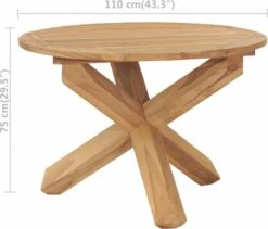 VidaXL Tuintafel Ø110x75 Cm Massief Teakhout -Tuinmeubilair Verkoopwinkel 1200x1025 2