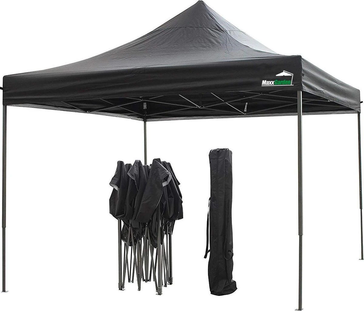 MaxxGarden Easy-up Partytent - 3x3m - Standaard - Waterdicht - Opvouwbaar - Inclusief Draagtas - Zwart 1 MaxxGarden Easy-up Partytent - 3x3m - Standaard - Waterdicht - Opvouwbaar - Inclusief Draagtas - Zwart