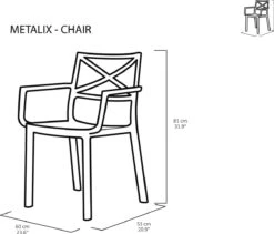 Keter Metalix Tuinstoelen - 4 Stuks - 53,3x60,2x81,3 Cm - Zwart -Tuinmeubilair Verkoopwinkel 1200x1027