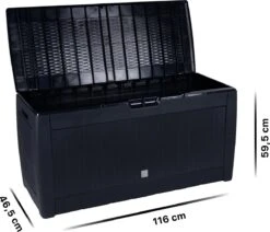 Opbergbox 310L UV-Bestendig Weerbestendig Wielen Tuinbox Rotan-look Antraciet -Tuinmeubilair Verkoopwinkel 1200x1031