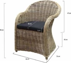 Roma Dining Tuinstoel Naturel Rotan - Suntech Kussen -Tuinmeubilair Verkoopwinkel 1200x1065 1