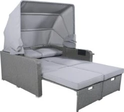 Polyrattan Patio Rieten Meubels Set Voor 2 Personen-Outdoor Rattan Sofa Set Met Intrekbare Luifel-lounge Bank-PE Rotan Loveseat Voor Achtertuin Veranda Tuin Zwembad Balkon-grijs -Tuinmeubilair Verkoopwinkel 1200x1078