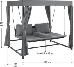 Schommelbank / Ligbank Kassandra - Donkergrijs -Tuinmeubilair Verkoopwinkel 1200x1081 1