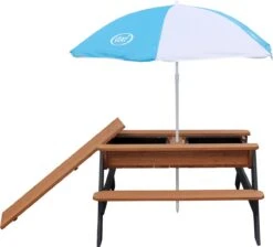 AXI Nick Zand & Water Picknicktafel In Antraciet/Bruin - Parasol Blauw/Wit - Picknick Tafel Voor Kinderen Van Hout -Tuinmeubilair Verkoopwinkel 1200x1089 4