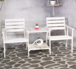 Tuinbank - Romeo Tete A Tete - Wit - 170cm -Tuinmeubilair Verkoopwinkel 1200x1092