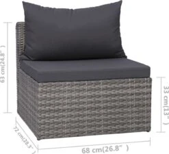 VidaXL 3-delige Loungeset Met Kussens Poly Rattan Grijs -Tuinmeubilair Verkoopwinkel 1200x1095 1