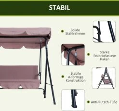 Outsunny Hollywoodschommel 3-zits Tuinschommel Schommelbank Met Dak 3 Kleuren 84A-054 -Tuinmeubilair Verkoopwinkel 1200x1113 1