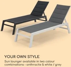 Blumfeldt Renazzo Lounge Ligstoel - Ligbed Voor De Tuin - Aluminium Tuinstoel - 6 Standen - Waterafstotend - Bekleding Van 70 % Pvc En 30 % Polyetheen - Grijs -Tuinmeubilair Verkoopwinkel 1200x1137 1