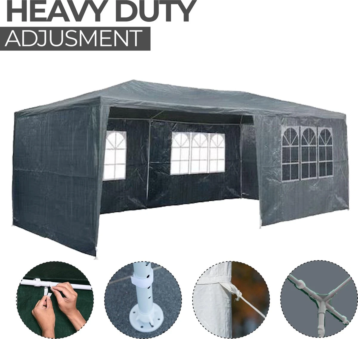 MaxxGarden Partytent - Paviljoen - 3x6m - Incl. Zijwanden - Waterdicht - Antraciet 2 MaxxGarden Partytent - Paviljoen - 3x6m - Incl. Zijwanden - Waterdicht - Antraciet - Afbeelding 2