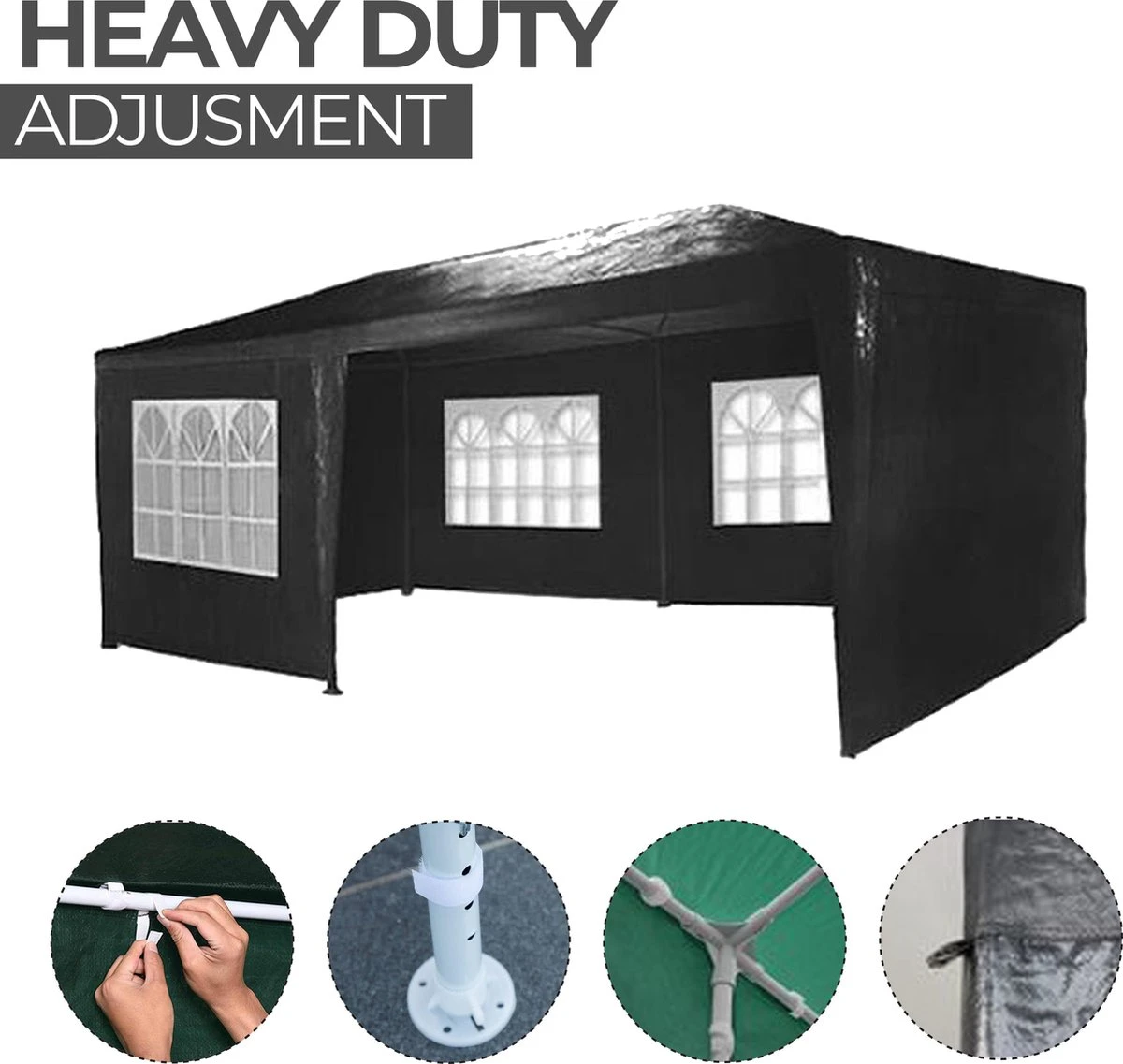 MaxxGarden Partytent - Paviljoen - 3x6m - Incl. Zijwanden - Waterdicht - Zwart 2 MaxxGarden Partytent - Paviljoen - 3x6m - Incl. Zijwanden - Waterdicht - Zwart - Afbeelding 2