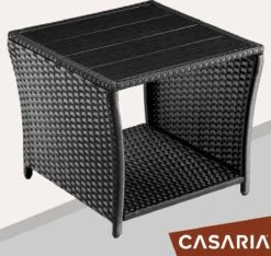 Casaria Polyrattan Bijzettafel - WPC Tafelblad 45x45x40cm – Zwart -Tuinmeubilair Verkoopwinkel 1200x1138 2