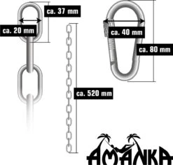 2x 50cm Hangende Stoelketting Tot 230kg - 4 Karabiners - Schommel Hangmat Bokszak Ophanging -Tuinmeubilair Verkoopwinkel 1200x1145