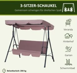 Outsunny Hollywoodschommel 3-zits Tuinschommel Schommelbank Met Dak 3 Kleuren 84A-054 -Tuinmeubilair Verkoopwinkel 1200x1147