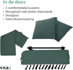 Vita5 XXL Hangstoel | Binnen&Buiten Hangnest | Incl. 2 Kussens En Boekenvak | Volwassenen&Kinderen | Hangmatstoel Tot 225kg | Donkergroen -Tuinmeubilair Verkoopwinkel 1200x1152 1