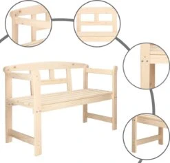 Merkloos Springos Tuinbank | Tuinbankje | Zitbank Buiten | Naaldhout | 119 X 78 X 45 Cm | Licht -Tuinmeubilair Verkoopwinkel 1200x1152 3