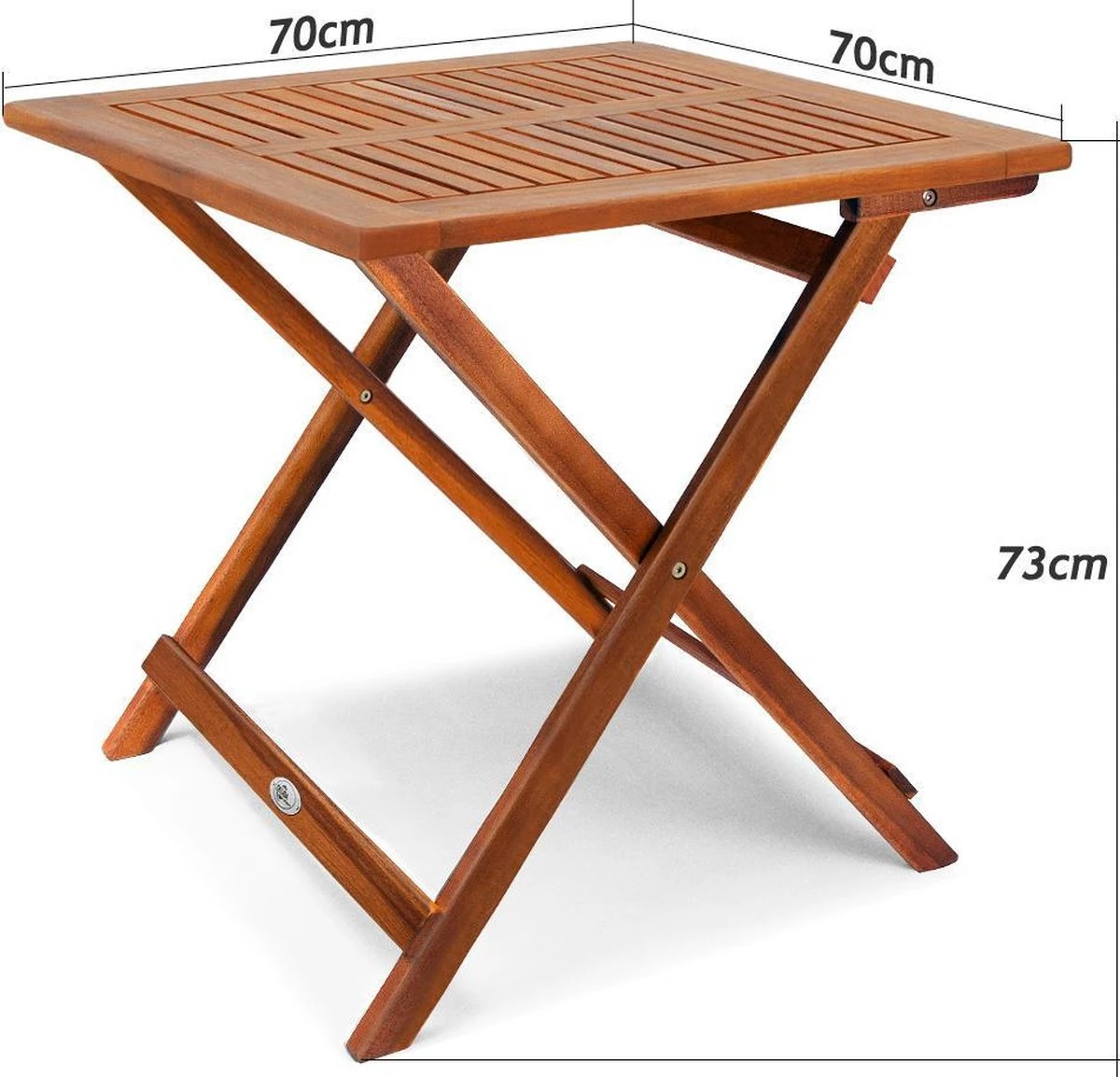 Casaria Bijzettafel Acacia Hout- Inklapbaar - 70x70x73 Cm Bruin 7 Casaria Bijzettafel Acacia Hout- Inklapbaar - 70x70x73 Cm Bruin - Afbeelding 7