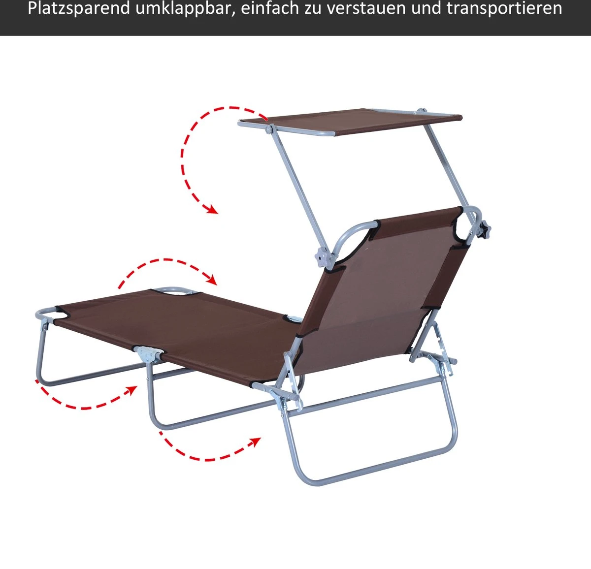 Outsunny Ligstoel Ligbank Voor Buiten Ligstoel Voor Op Het Strand Inklapbaar Met Zonnedak 3 Kleuren 84B-001 1 Outsunny Ligstoel Ligbank Voor Buiten Ligstoel Voor Op Het Strand Inklapbaar Met Zonnedak 3 Kleuren 84B-001