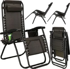 Springos Tuinstoel | Ligstoel | Opvouwbaar | Verstelbaar | Ergonomische Hoofdsteun | Bruin / Zwart -Tuinmeubilair Verkoopwinkel 1200x1171