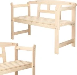 Merkloos Springos Tuinbank | Tuinbankje | Zitbank Buiten | Naaldhout | 119 X 78 X 45 Cm | Licht -Tuinmeubilair Verkoopwinkel 1200x1178 2