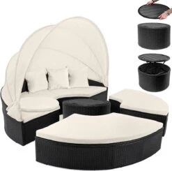 Casaria Polyrattan Zonne-Eiland Ø185cm – Incl. Kussens - Zwart Crème 24 Casaria Polyrattan Zonne-Eiland Ø185cm – Incl. Kussens - Zwart Crème -Tuinmeubilair Verkoopwinkel 1200x1189 5