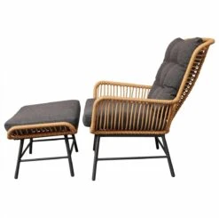 BUITEN Living Dex Wicker Loungestoel Tuin Incl. Wicker Voetenbank | Wicker + Aluminium | Bamboe Antraciet -Tuinmeubilair Verkoopwinkel 1200x1190