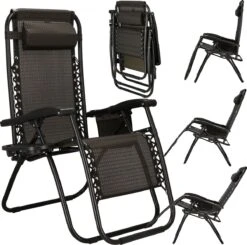 Springos Tuinstoel | Ligstoel | Opvouwbaar | Verstelbaar | Ergonomische Hoofdsteun | Bruin / Zwart -Tuinmeubilair Verkoopwinkel 1200x1191 1