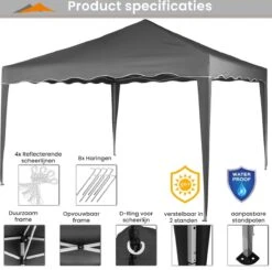 Easy Up Partytent - Partytent - Paviljoen - Partytent Opvouwbaar - Partytent 3x3 - Partytent Met Zijwanden - Inclusief Trolley - Waterdicht - UV 50+ Bescherming - Met Ramen - 16 Kg - Staal - Antraciet - 300 X 300 Cm 13 Easy Up Partytent - Partytent - Paviljoen - Partytent Opvouwbaar - Partytent 3x3 - Partytent Met Zijwanden - Inclusief Trolley - Waterdicht - UV 50+ Bescherming - Met Ramen - 16 Kg - Staal - Antraciet - 300 X 300 Cm -Tuinmeubilair Verkoopwinkel 1200x1191 6