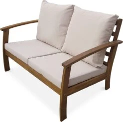 Houten Loungeset 4 Plaatsen - Ushuaïa -ecru Kussens, Bank, Fauteuils En Lage Tafel Van Acacia, Design -Tuinmeubilair Verkoopwinkel 1200x1192 7
