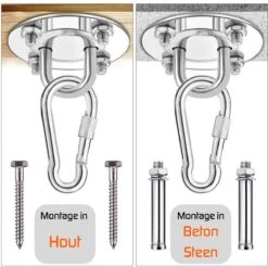 Plafondhaak – Voor Beton En Hout - Hangstoel – Hangmat – Bokszak – RVS – Binnen En Buiten – Ophangsysteem – Ophanghaak – 400KG -Tuinmeubilair Verkoopwinkel 1200x1194